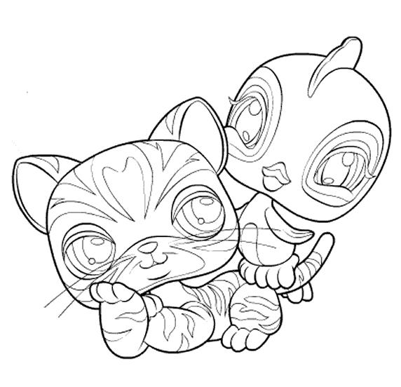 coloriage petshop chat et canari